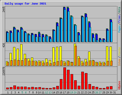 Daily usage for June 2021