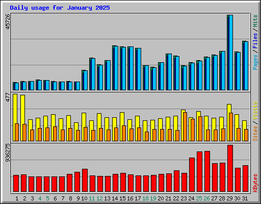 Daily usage for January 2025