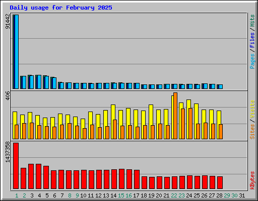 Daily usage for February 2025